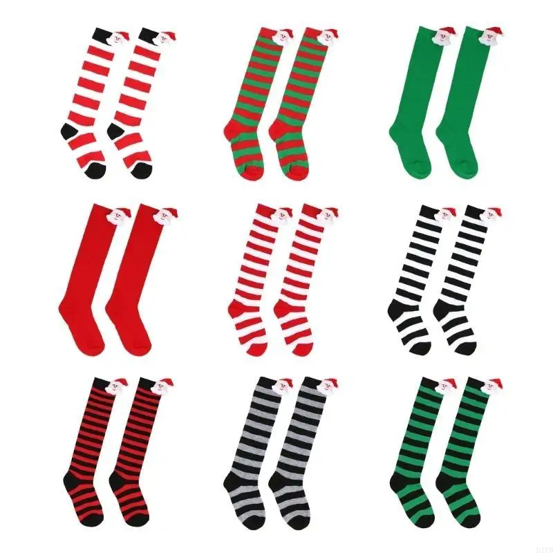 D7YD navideñas para niños, calcetines por encima rodilla para Festival, calcetines largos, calcetines elásticos a 6 - imagen 4