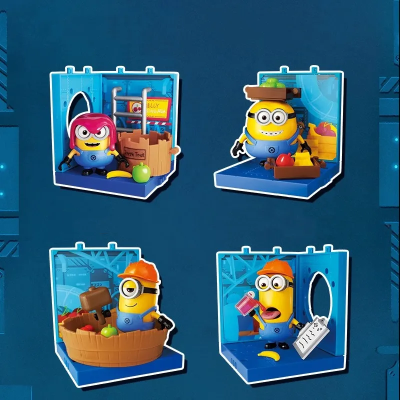 BLOKEES Minions película de animación Stuart Kevin Bob Otto figura de dibujos animados de Anime muñeca modelo juguetes de ensamblaje caja ciega regalos para niños - imagen 3