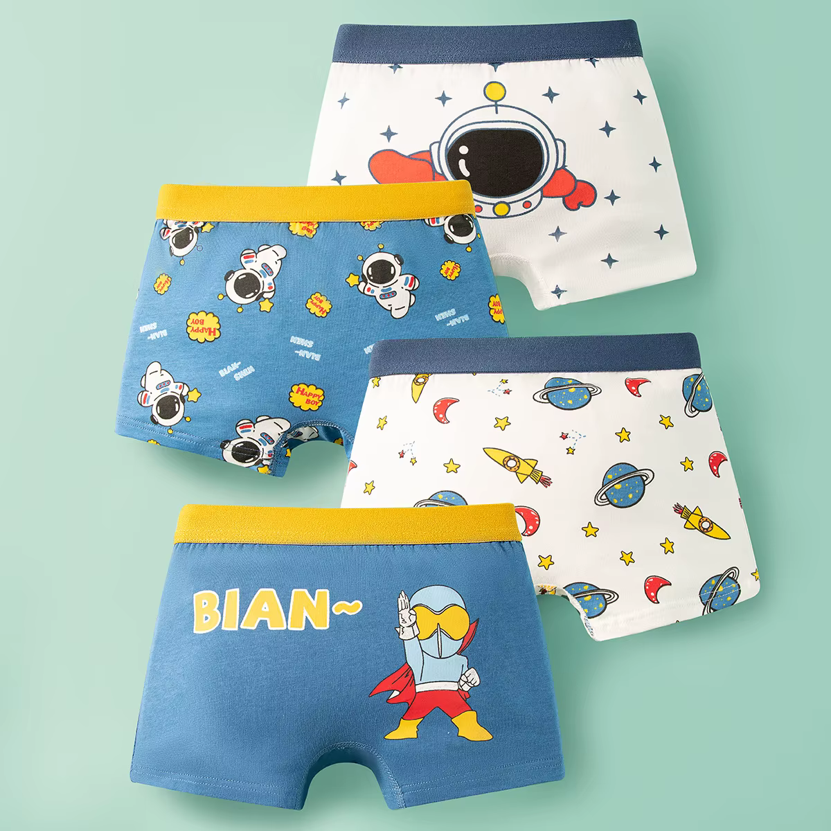 Bóxer niño transpirable con estampado de galaxia y cosmonauta - imagen 4