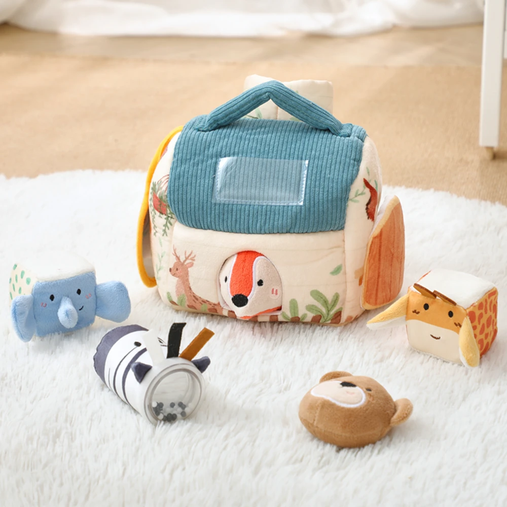 Juguete Montessori de granja simulada suave, casa mágica, ejercicio de los dedos, juego ocupado, muñeca Animal, caja sensorial para chico, regalo educativo divertido