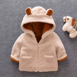 Nueva ropa de invierno para bebés, chaqueta gruesa y cálida con capucha para niños, ropa para niñas pequeñas, disfraz informal infantil, ropa deportiva para niños