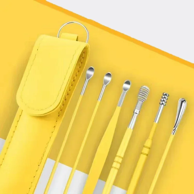 Kit de herramientas de extracción de cera, limpiador de oídos de acero inoxidable, juego de selección de oídos reutilizable, Kit de limpieza de oídos para el cuidado de la salud, 6 uds. - imagen 3