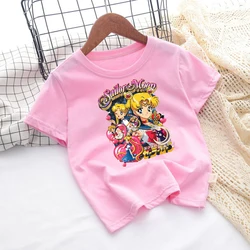 Camiseta manga corta de algodón Sailor Moon rosa para niña