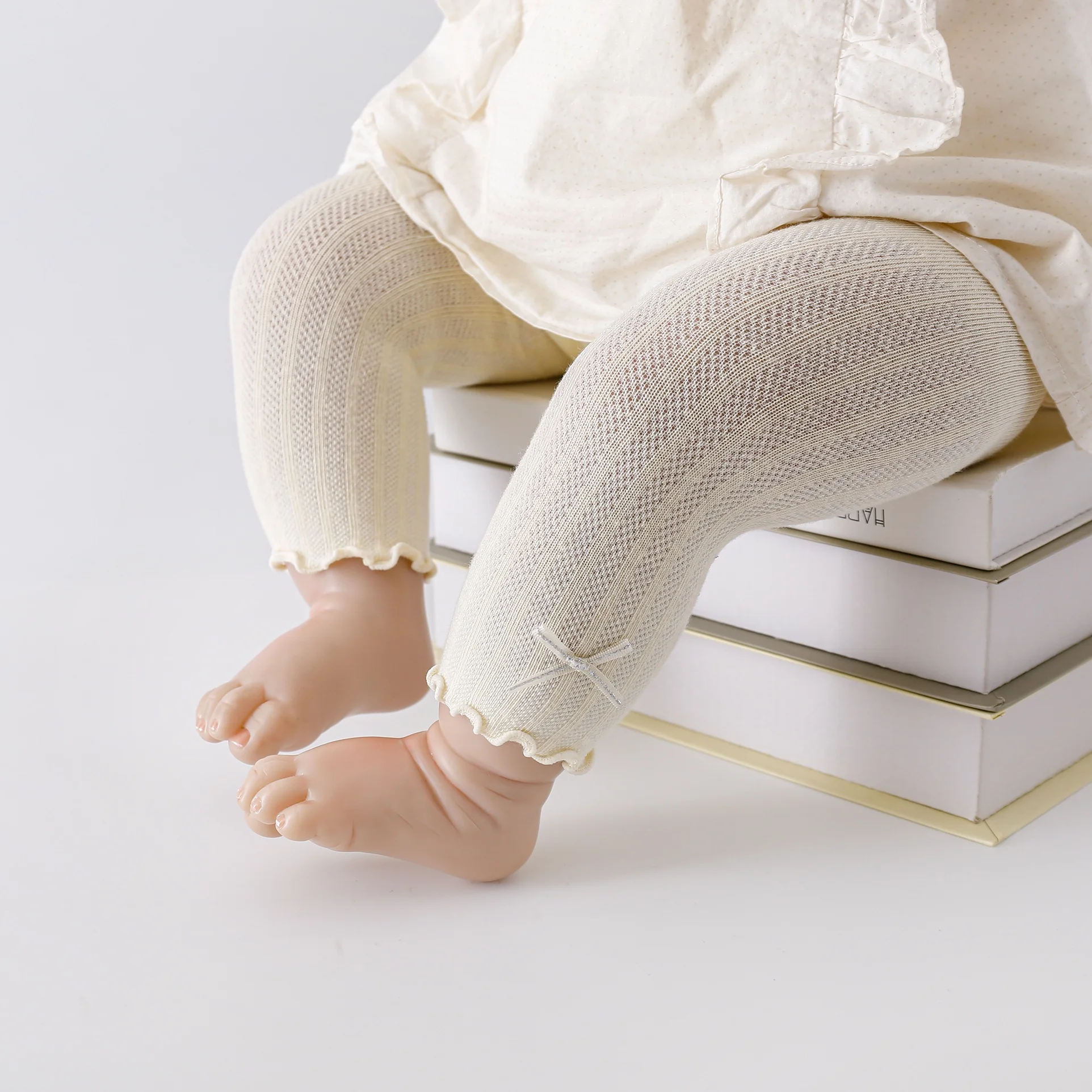 Medias para recién nacidos de 0 a 24M, mallas informales suaves de algodón para bebés y niñas, pantimedias ajustadas de malla fina para niños pequeños de verano - imagen 3