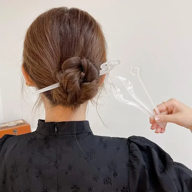 Horquillas de madera de estilo Retro chino, herramientas para el cabello femeninas, horquillas de conejo de Jade chino antiguo, horquilla Hanfu, accesorios para el cabello - imagen 3