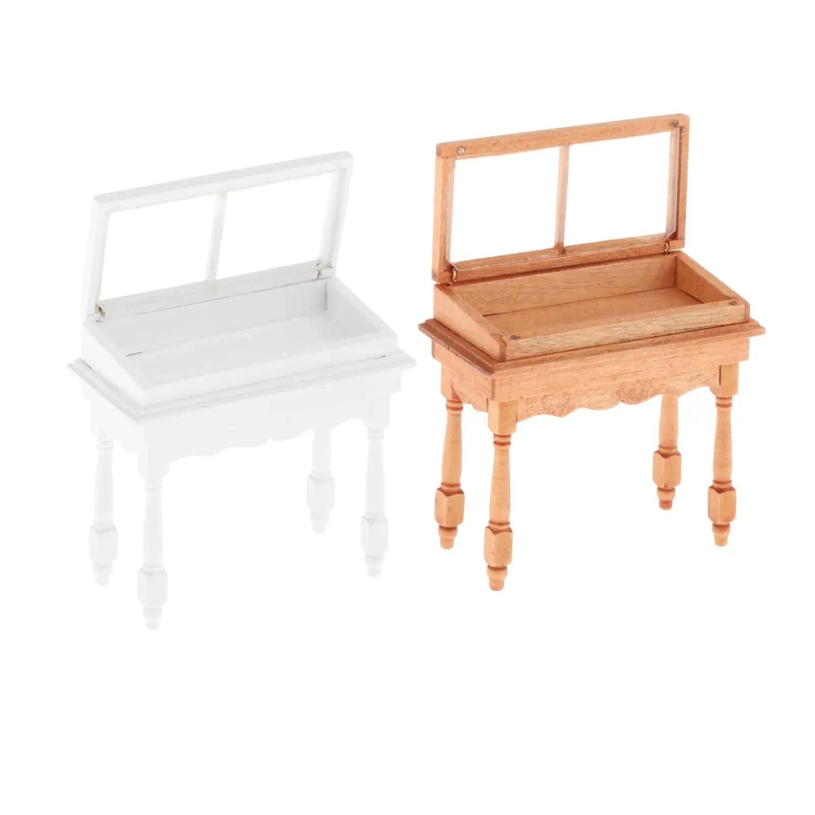 1/12 Dollhouse Cabinet with Flip Top Lid Dollhouse Decor Accessory Miniature Jewelry Display Cabinet for Dollhouse Decoration