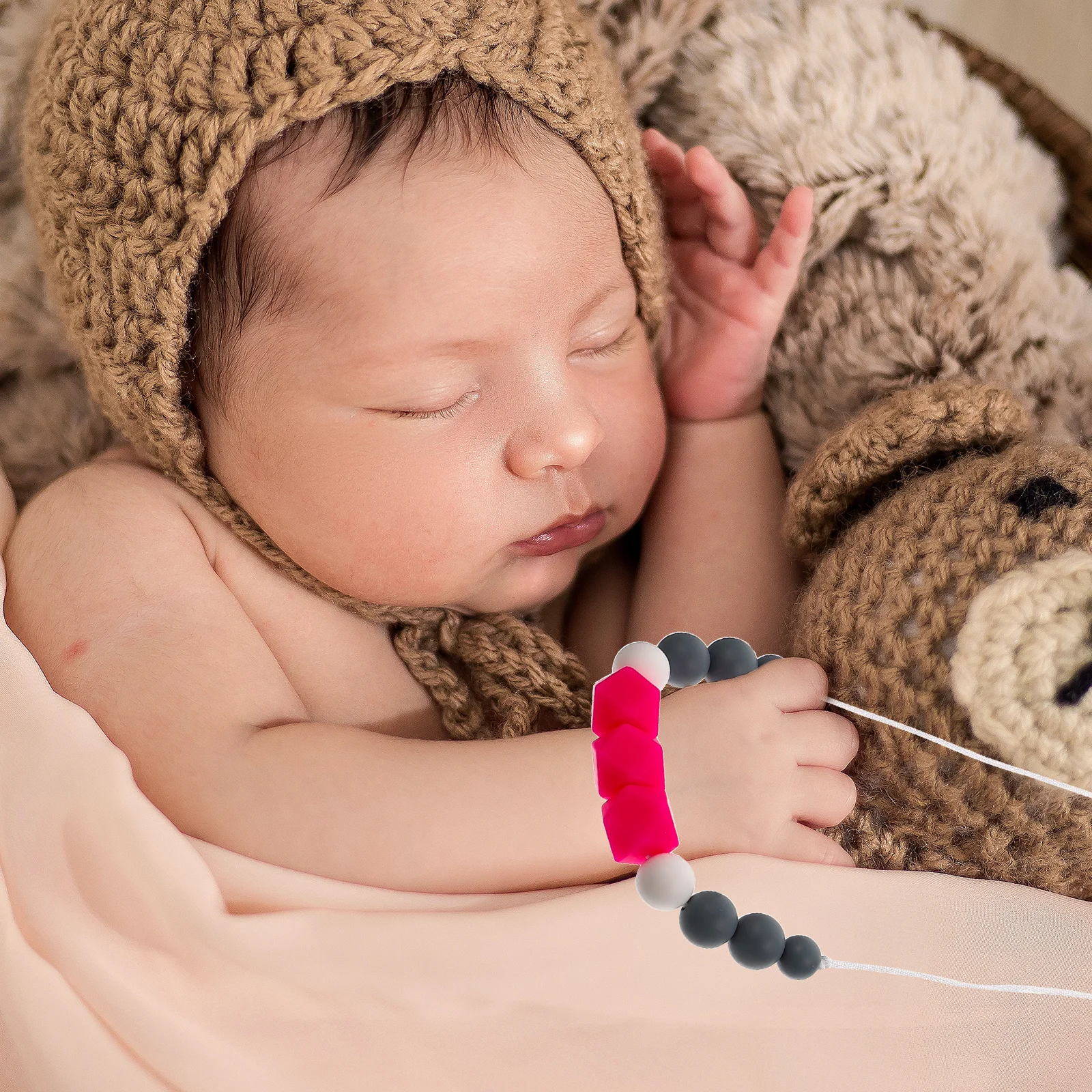 Collar de dentición de silicona para bebé, Collar para aliviar masticar infantil de calidad alimentaria, alivia el dolor de la mandíbula, accesorio para masticar para recién nacido - imagen 5