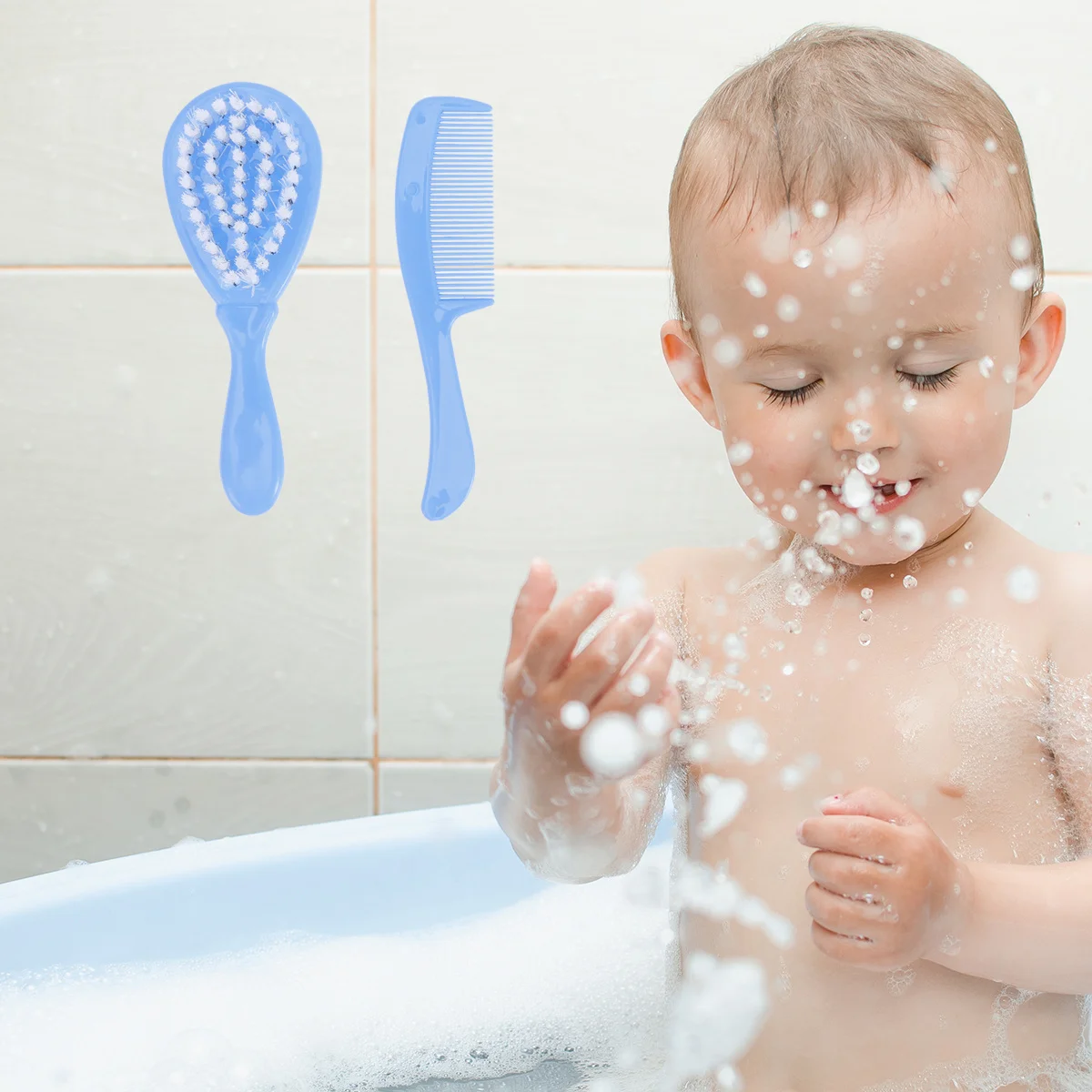 Peine para lavar el cabello de bebé, cepillo de aseo, Kit para recién nacido, uñas infantiles, rosa, antiestático, duradero, suave, diseño de diente Circular, promoción