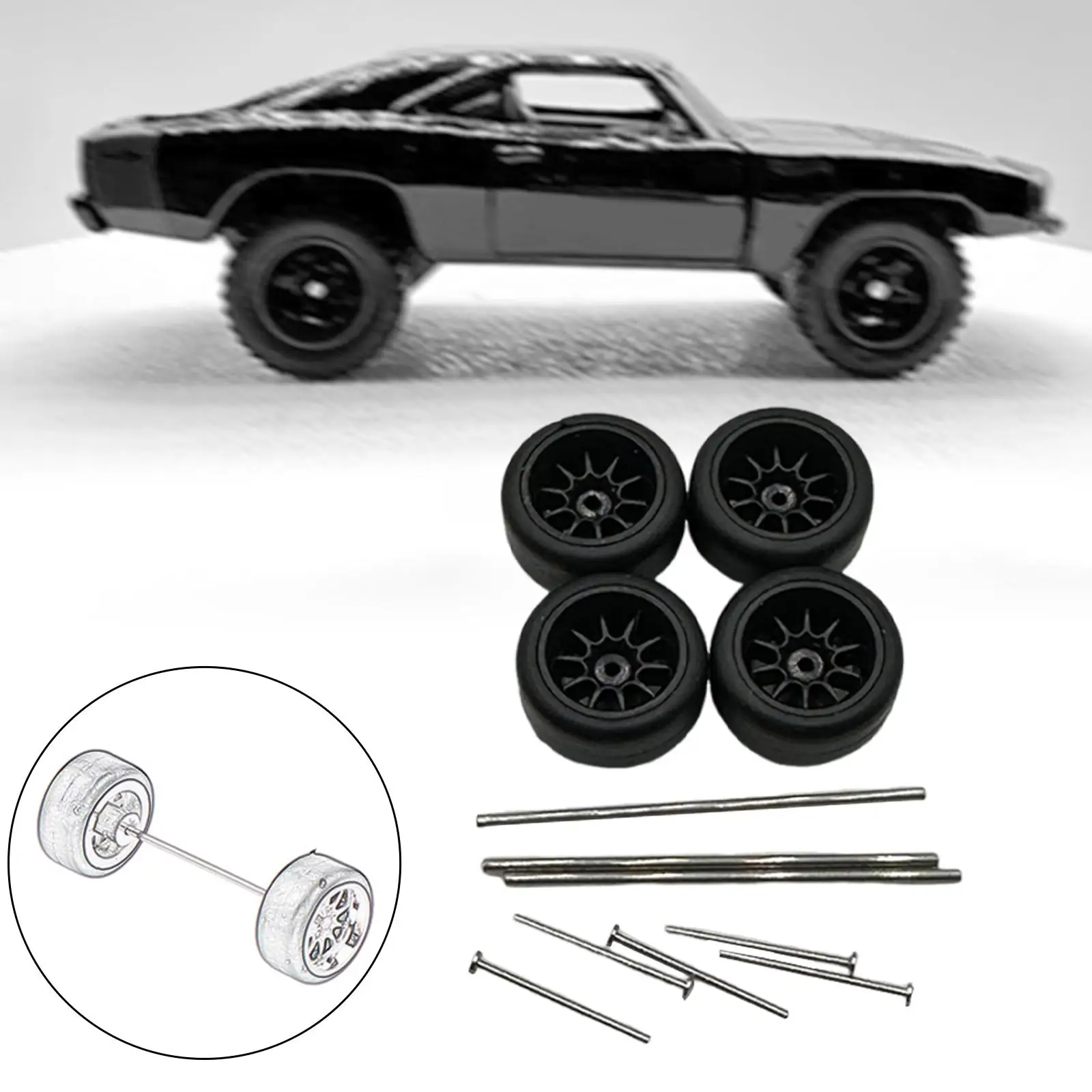 4Pcs RC Wheels and Tires Wheels Model RC Car Tires for 1/64 Scale Vehicle Toy Car RC Car Model Model Trucks DIY Accessories
