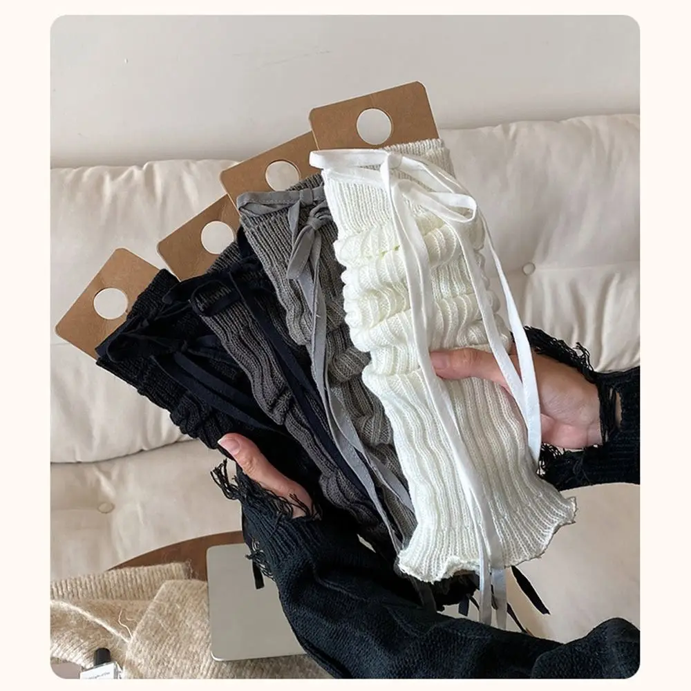 Calentadores de piernas de encaje de Color sólido de estilo coreano, cubierta de pie con adorno de encaje tejido, calcetines elásticos de estilo Lolita, ropa para niños - imagen 4