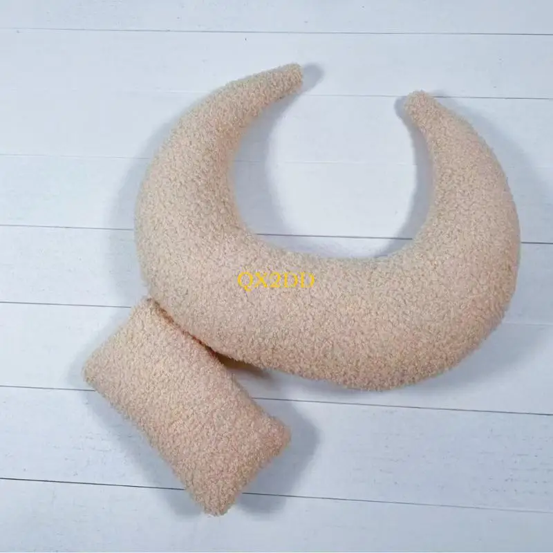 QX2D-almohada Adorable en forma luna para fotografía recién nacido, accesorios esenciales para sesiones fotos, cojín, - imagen 3