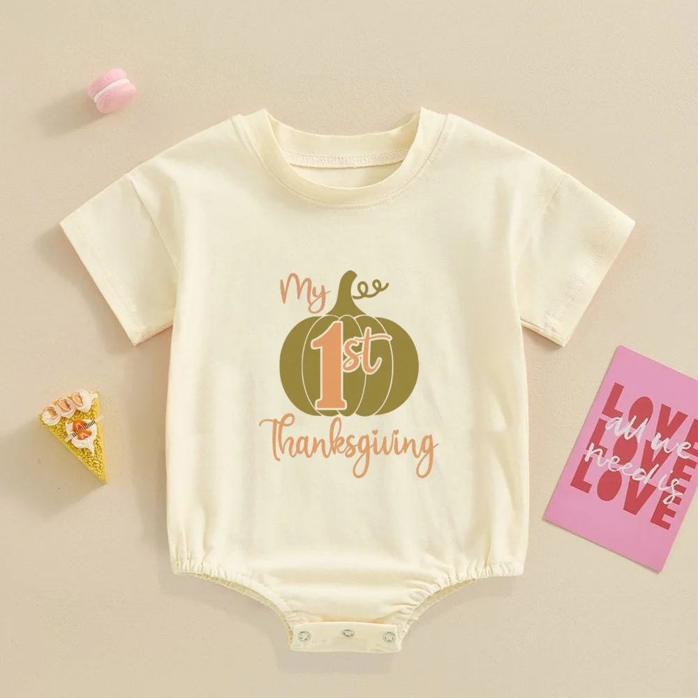 My First Thanksgiving Print Baby Bubbles Romper, traje infantil para fiesta de otoño, Mono Grande para recién nacido, ropa Retro para recién nacido - imagen 5