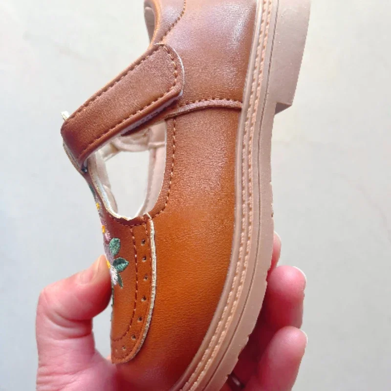 Primavera otoño niñas zapatos de cuero moda bordado zapatos escolares PU antideslizante Casual niños princesa niñas zapatos - imagen 5
