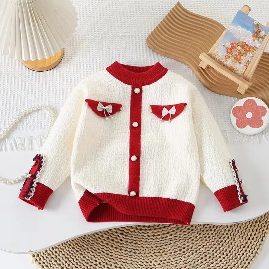 MILANCEL, nuevo conjunto de ropa de primavera para niños, suéter bloqueado de Color para niñas, cárdigan + falda tutú, traje para niños, 2 uds. - imagen 3