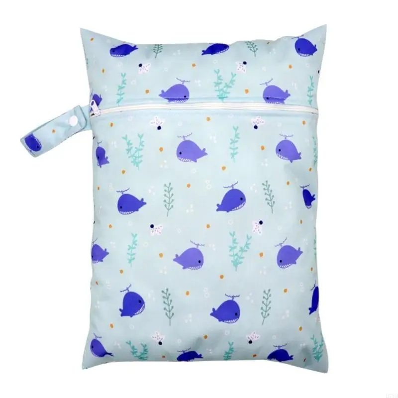 D7YD bolso portátil resistente agua para pañales secos y húmedos con cremallera, bolso para cochecito, bolsa transporte - imagen 2