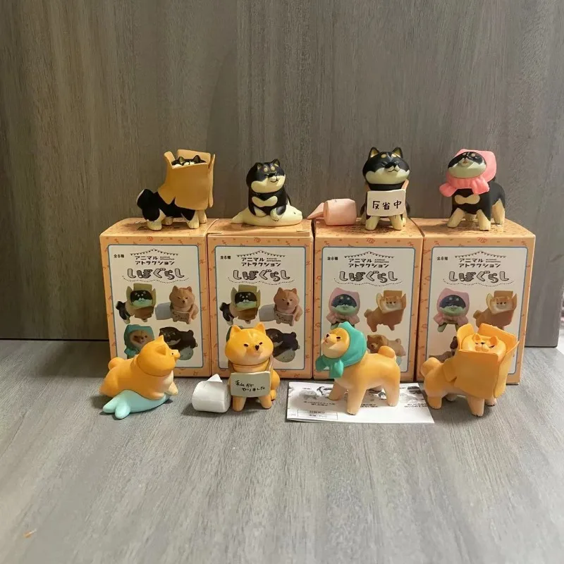 Shiba Inu que se niega a caminar, caja ciega, juguetes, animales bonitos, desmontaje en casa, serie de perros, muñecos, juguetes, adornos para coleccionar