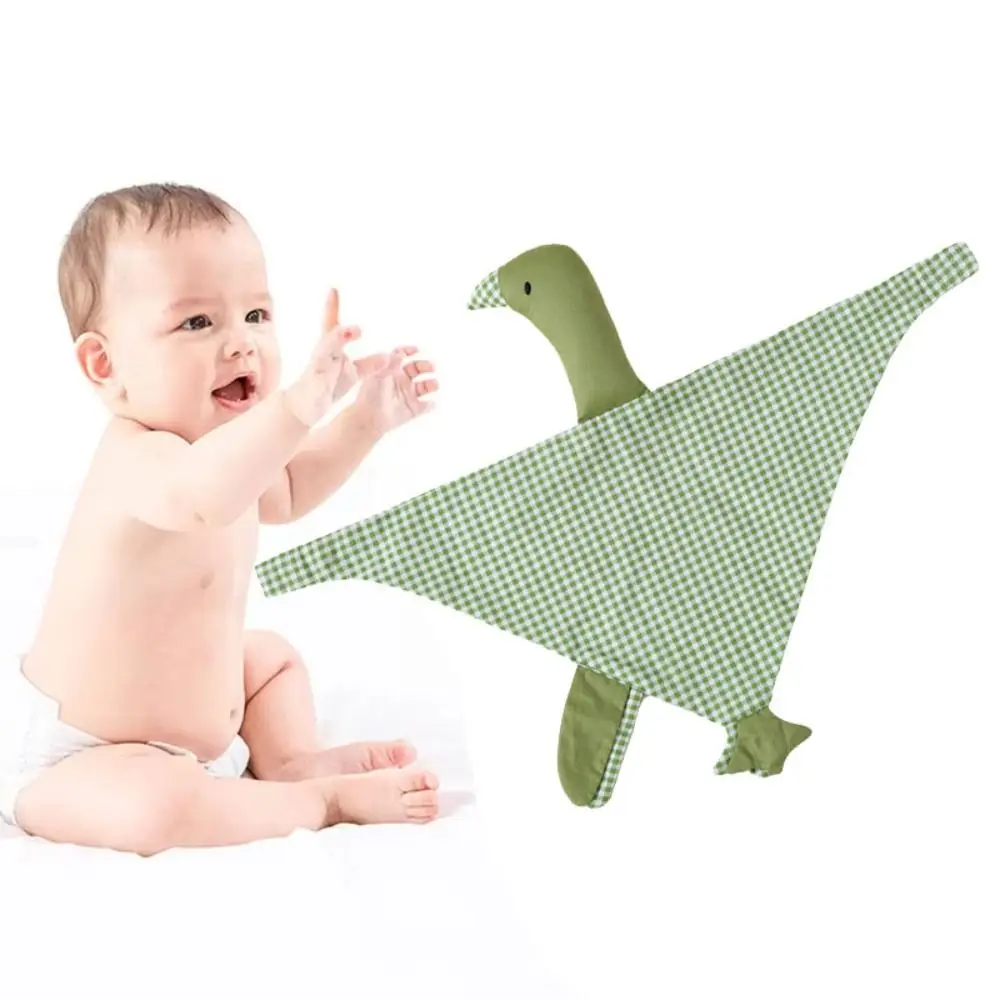 Muñecas para dormir de ganso de algodón puro para bebé, almohada calmante de cisne, toalla de Saliva para recién nacido, adornos interactivos, juguete para acurrucarse de gansos para chico - imagen 3