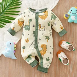 Body bebé con estampado dinosaurio manga larga algodón primavera otoño