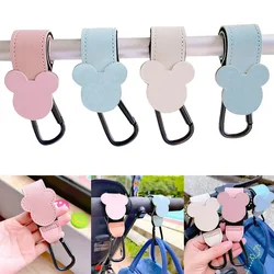Ganchos para cochecito de bebé, Clips de cuero PU, organizador de carrito giratorio, gancho para cochecito, accesorios para cochecito giratorio de 360 grados, 1/2 Uds.