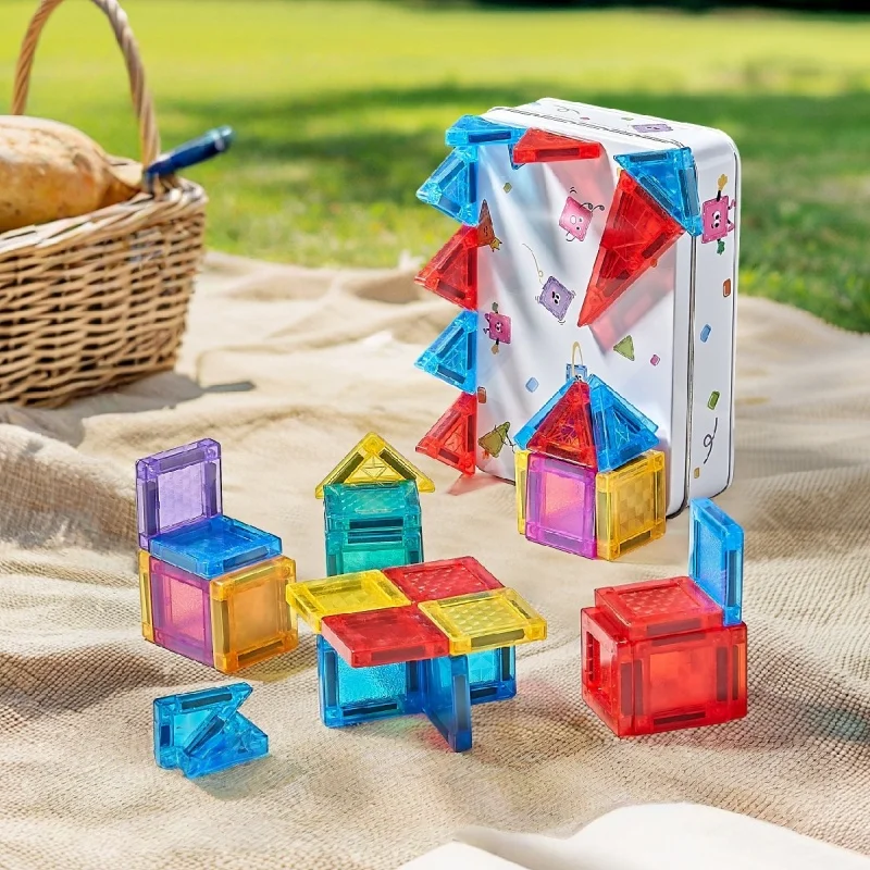 56 Uds Mini azulejos magnéticos juguetes magnéticos portátiles juego de viaje con caja de hierro niños de 4 a 8 años creatividad potenciador del cerebro rompecabezas regalo - imagen 4