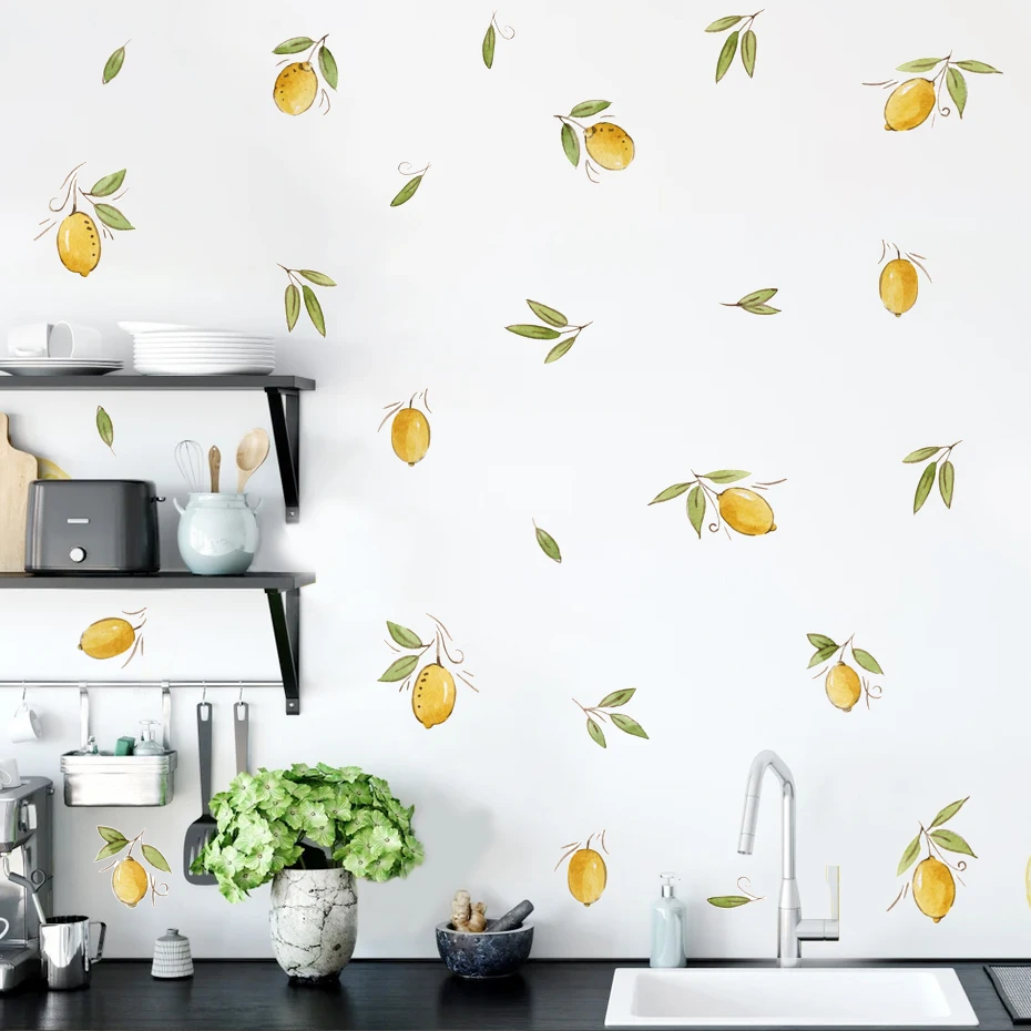 Vinilos hojas de limón – Decoración acuarela habitación infantil