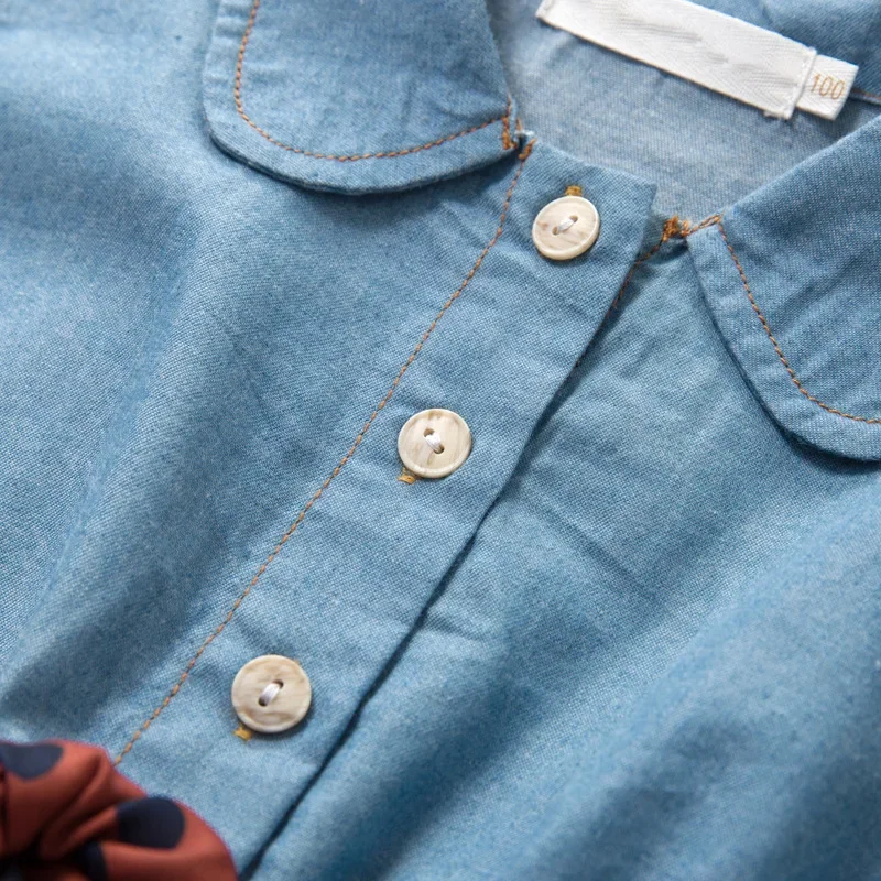 Vestido vaquero con falda de malla para niña – Otoño casual - imagen 2