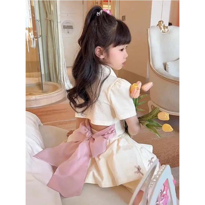 Conjunto de camiseta polo y falda con lazo para niña - imagen 2