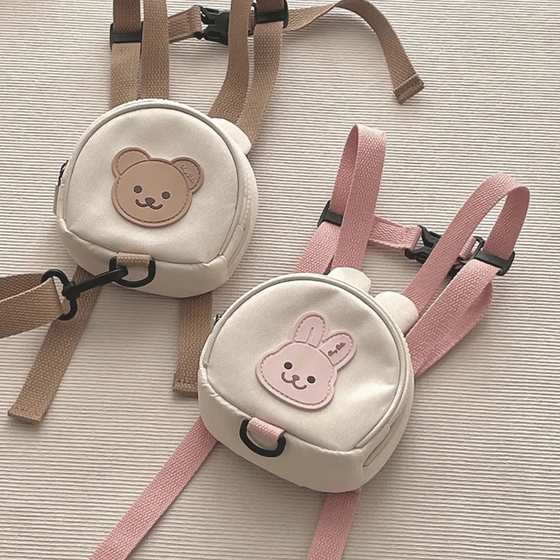 Mochila coreana para niños, bolsos redondos Kawaii para niñas, mochilas escolares para niños de guardería, bolso para niños pequeños con conejito de oso de dibujos animados - imagen 4