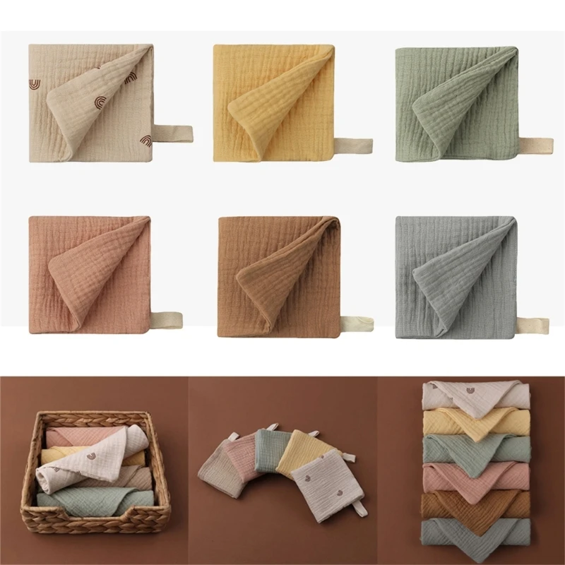 Toallas de algodón de gasa absorbente suave para bebé, paños para limpiar la cara, pañuelo para la cara, toallita de alimentación para baño de bebé, 6 uds.