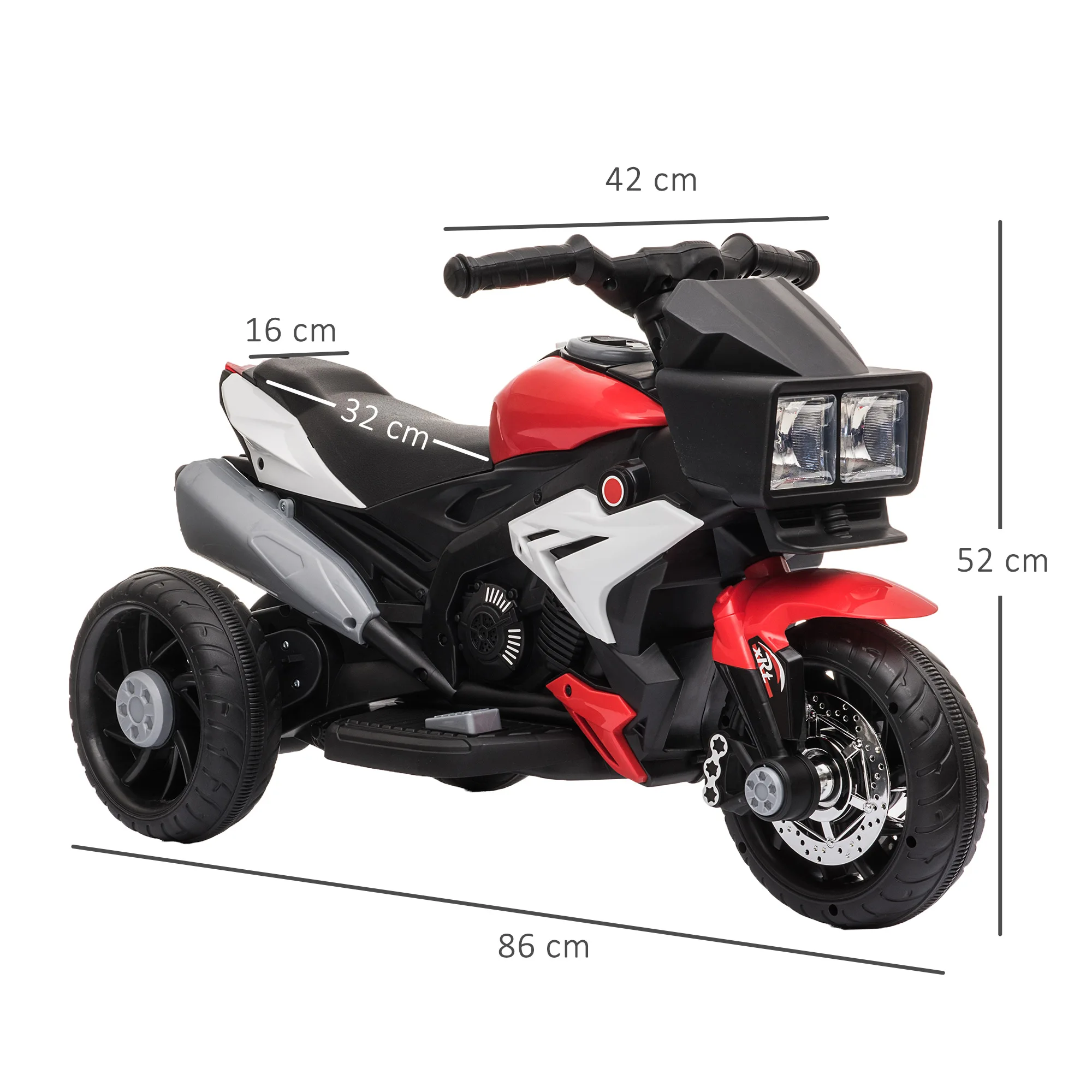 HOMCOM Moto Eléctrica Infantil con 3 Ruedas para +3 Años Triciclo con Pedal para Niños Batería 6V con Luces Música 86x42x52 cm - imagen 3