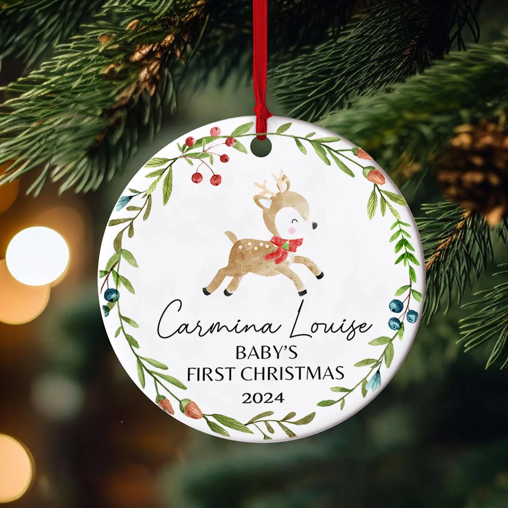 Reno navideño personalizado como recuerdo de bebé