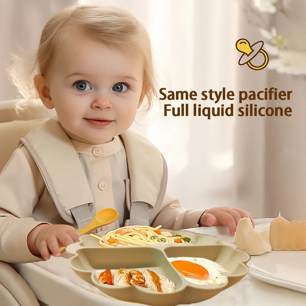 Vajilla de silicona infantil con ventosa firme y fácil limpieza - imagen 2