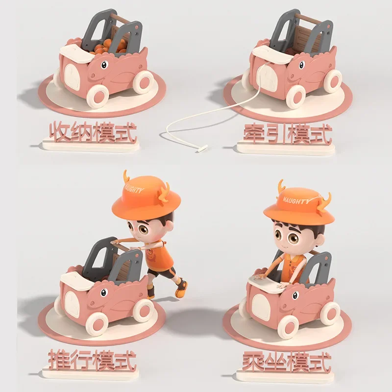 Cochecito de bebé, carrito de mano, silla de comedor, andadores para bebé, caja de almacenamiento multifuncional empujable y sentado - imagen 4