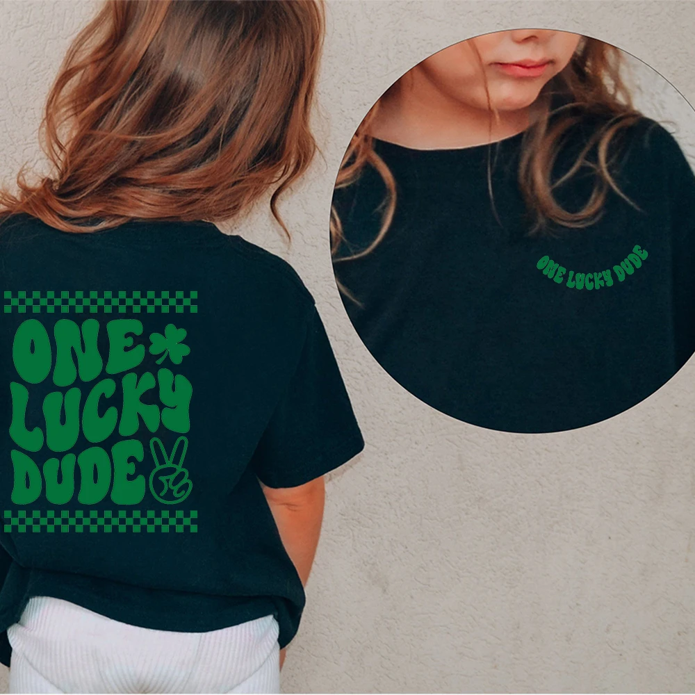 Camiseta Lucky Little Dude para niños y niñas, camiseta del Día de San Patty, camiseta de St Pats, camiseta irlandesa para niños pequeños, camisetas de trébol de la suerte - imagen 2