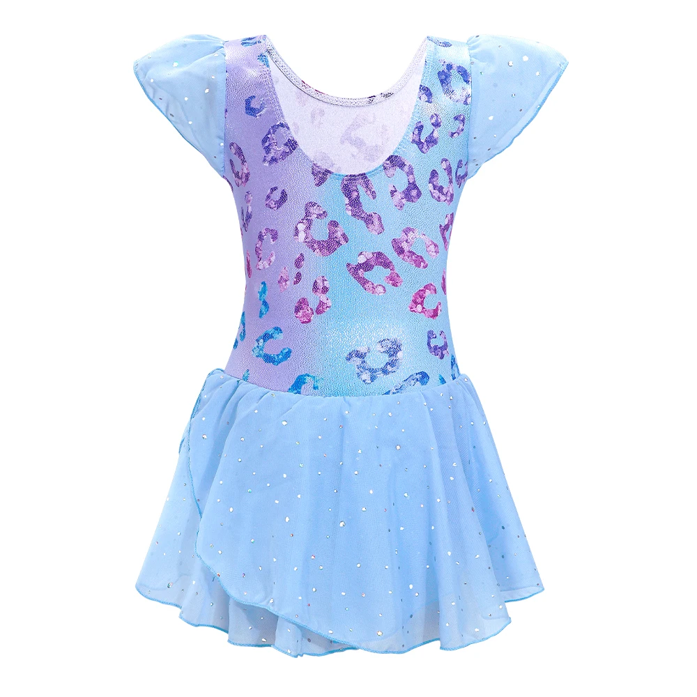 Maillot de ballet con falda para niñas – Estampado leopardo y volantes - imagen 3