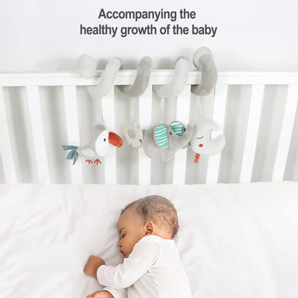 Asiento de coche para bebé, juguete de actividad, peluche en espiral, envoltura colgante alrededor del cochecito, cochecito, juguete sensorial de educación temprana para regalo de niños pequeños - imagen 3