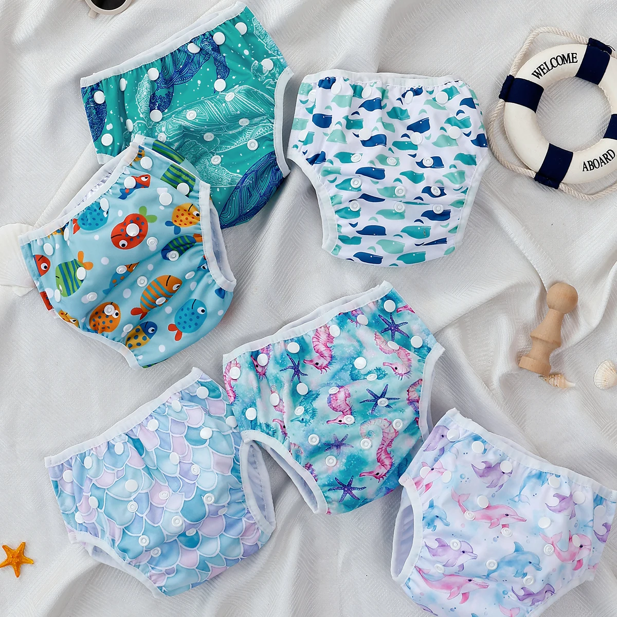 3 unids/set pañales de natación para bebé reutilizables lavables y ajustables para lección de natación y regalos de Baby Shower pañales de tela pantalón de piscina