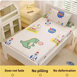 Funda de cama para cuna de bebé de algodón puro: diseño de dibujos animados de una sola pieza, ropa de cama suave y transpirable para guardería, fácil de lavar y sin arrugas