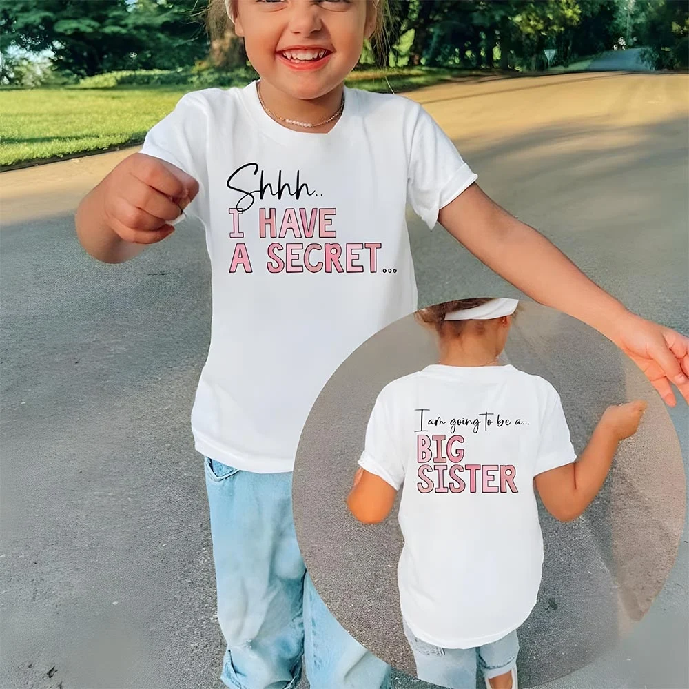 Camiseta de hermana mayor, tengo un secreto prometido a la hermana mayor, regalo de anuncio de embarazo para ir a ser una hermana mayor, camiseta para niños