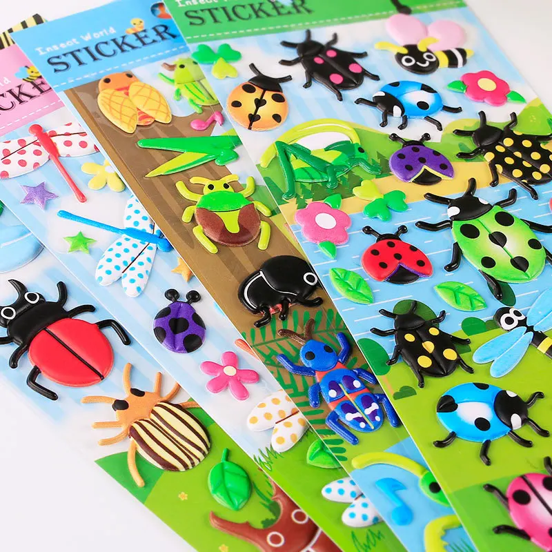 1 hoja de pegatinas 3D bonitas de insectos, libélula y mariposa, pegatinas de dibujos animados DIY, decoración para álbum de recortes, regalo para estudiantes - imagen 2