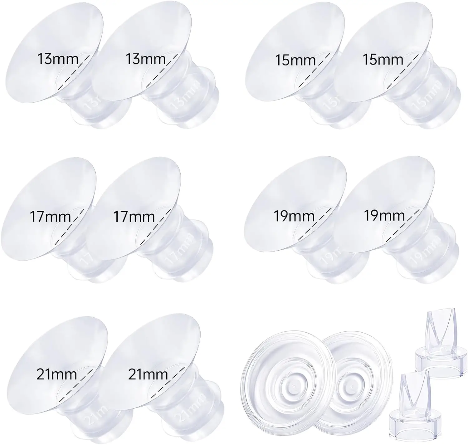 Insertos de brida 13/15/17/19/21 mm compatibles con Momcozy S12/S12pro/S9/S9 pro, para TSRETE/Spectra/Medela 24 Shield/Flanges