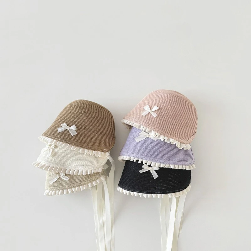 Sombrero de paja estilo Panamá para niña - Set con sombrilla de encaje - imagen 2