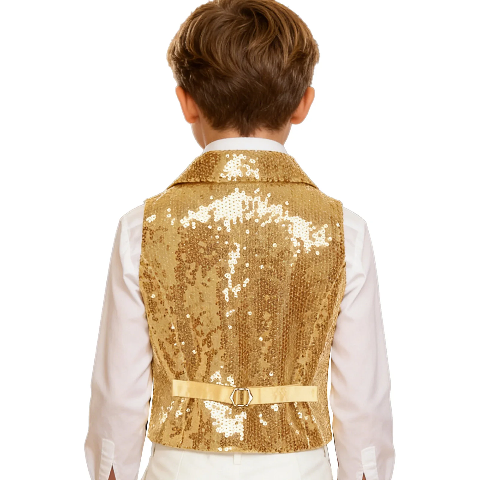 Chaleco de lentejuelas con cuello en V para niño – Formal de fiesta
