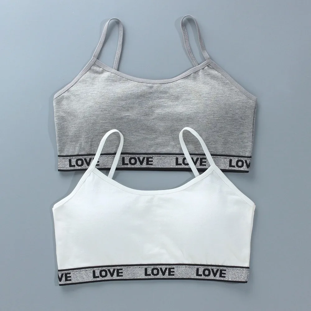 Nuevos sujetadores de entrenamiento de algodón para niñas, sujetador elástico transpirable para adolescentes, Sujetador deportivo para niñas, copa de esponja extraíble, ropa interior para niños - imagen 3