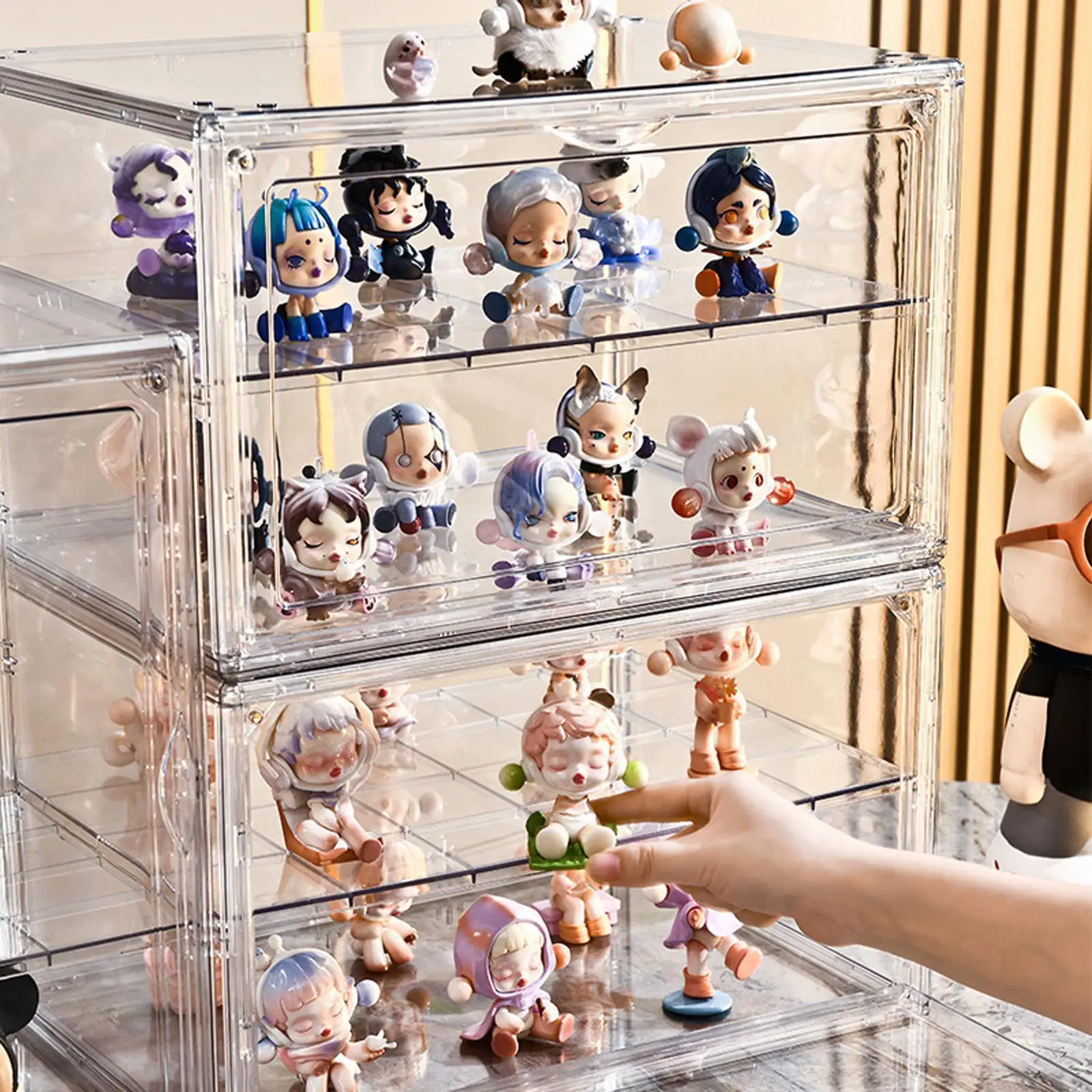 Shelf Divider for Display Case Clear Movable Plate for Showcase Storage Bin