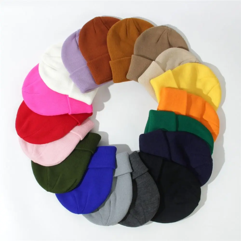 Gorro de invierno liso para niños de 2 a 6 años, gorros cálidos de punto suave, gorros de esquí para niños y niñas