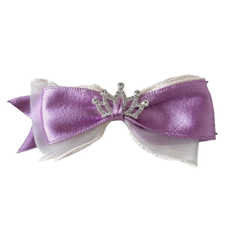 Pinza para el pelo de princesa para niñas pequeñas, lazo de cinta satinada 3D dulce, accesorios para el cabello de Hada de ensueño, pasadores de corona europea, 1 ud. - imagen 5