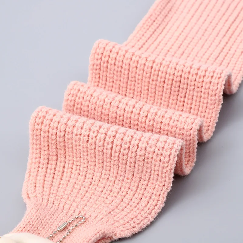 Bufanda cruzada con etiqueta de tela de oso para bebé, bufandas de punto cálidas para otoño e invierno, bufanda suave con anillo para el cuello para niños y niñas - imagen 5