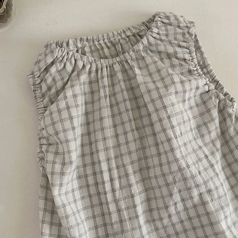 MILANCEL Conjunto verano bebé top sin mangas cuadros y pantalón corto - imagen 5