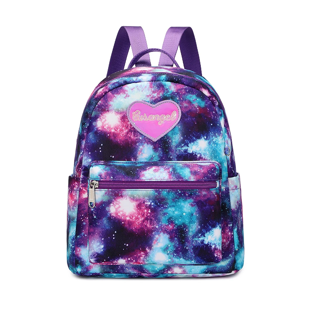 Mochila escolar niña degradado púrpura con corazón purpurina - imagen 2